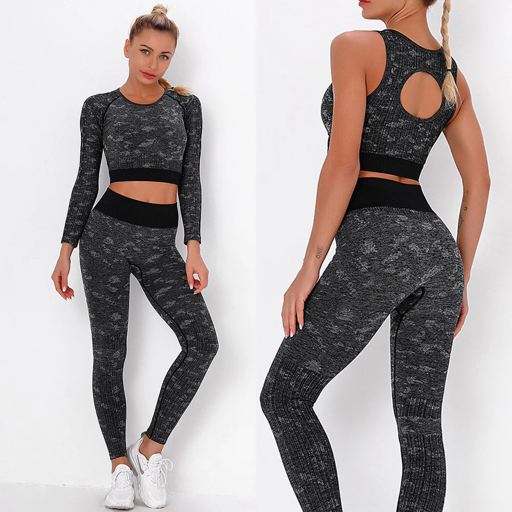 

Yoga Sets Gym Women Sport Bra Clothing Seamless Fitness Sport Suits Gym Set Crop Top Shirts High Waist Leggings Pants For Woman