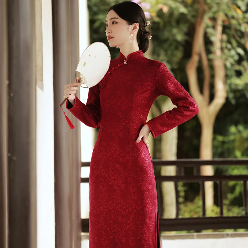 

5 стилей китайские традиционные свадебные платья Qipao женские Красные кружевные приталенные платья-Ципао с воротником-стойкой и вышивкой