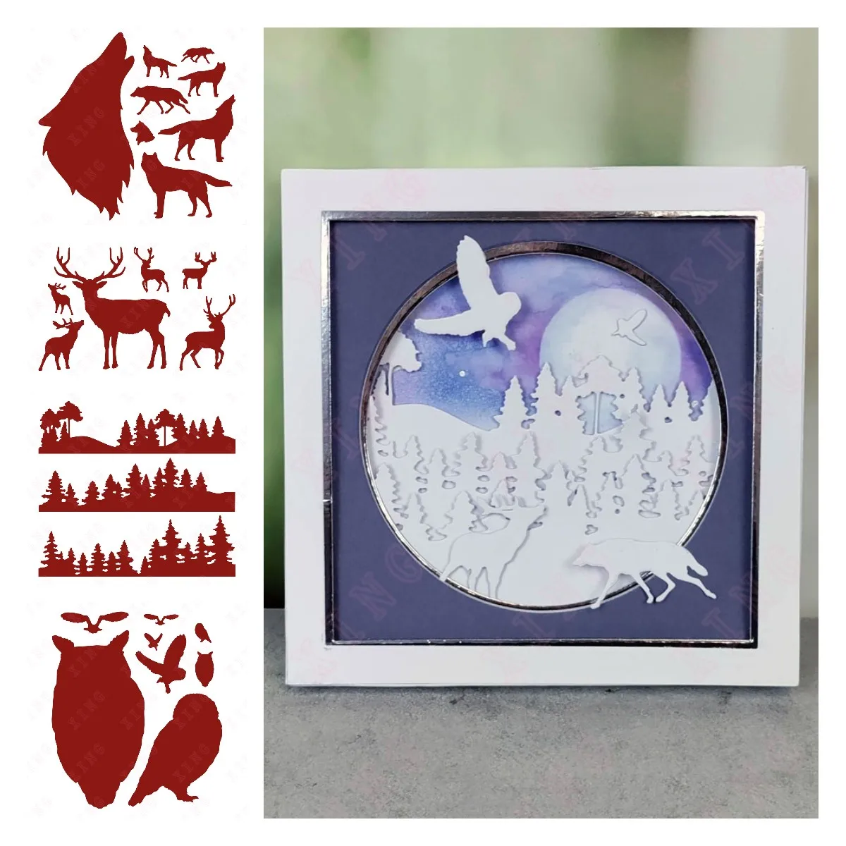 

Scrapbook Decoration Embossing Molds Arrival Metal Cutting Dies Diy Crown of Antlers on the Horizon Twit Twoo Silhouette Die Set