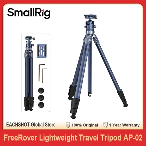 SmallRig AP-02 Легкий дорожный штатив с центральной колонной, шаровой головкой на 360°, QR-пластиной, дорожная сумка, нагрузка до 8 кг для зеркальной камеры