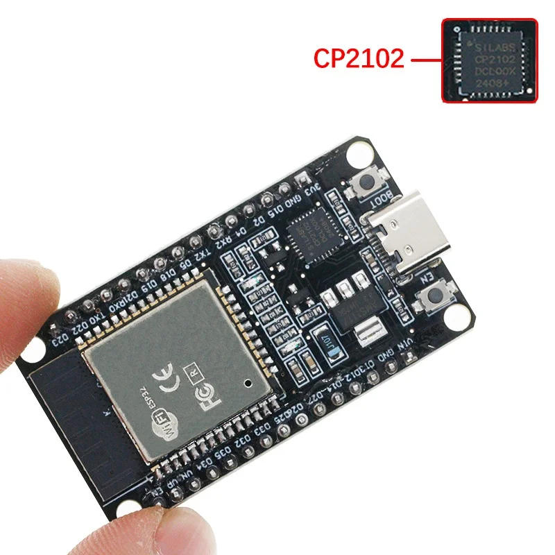 Фото Плата для разработки беспроводных устройств ESP32S ESP32 DEVKIT V1 с поддержкой Wi-Fi, Micro USB, двухъядерным процессором CP2102, CH340 и Type-C №1