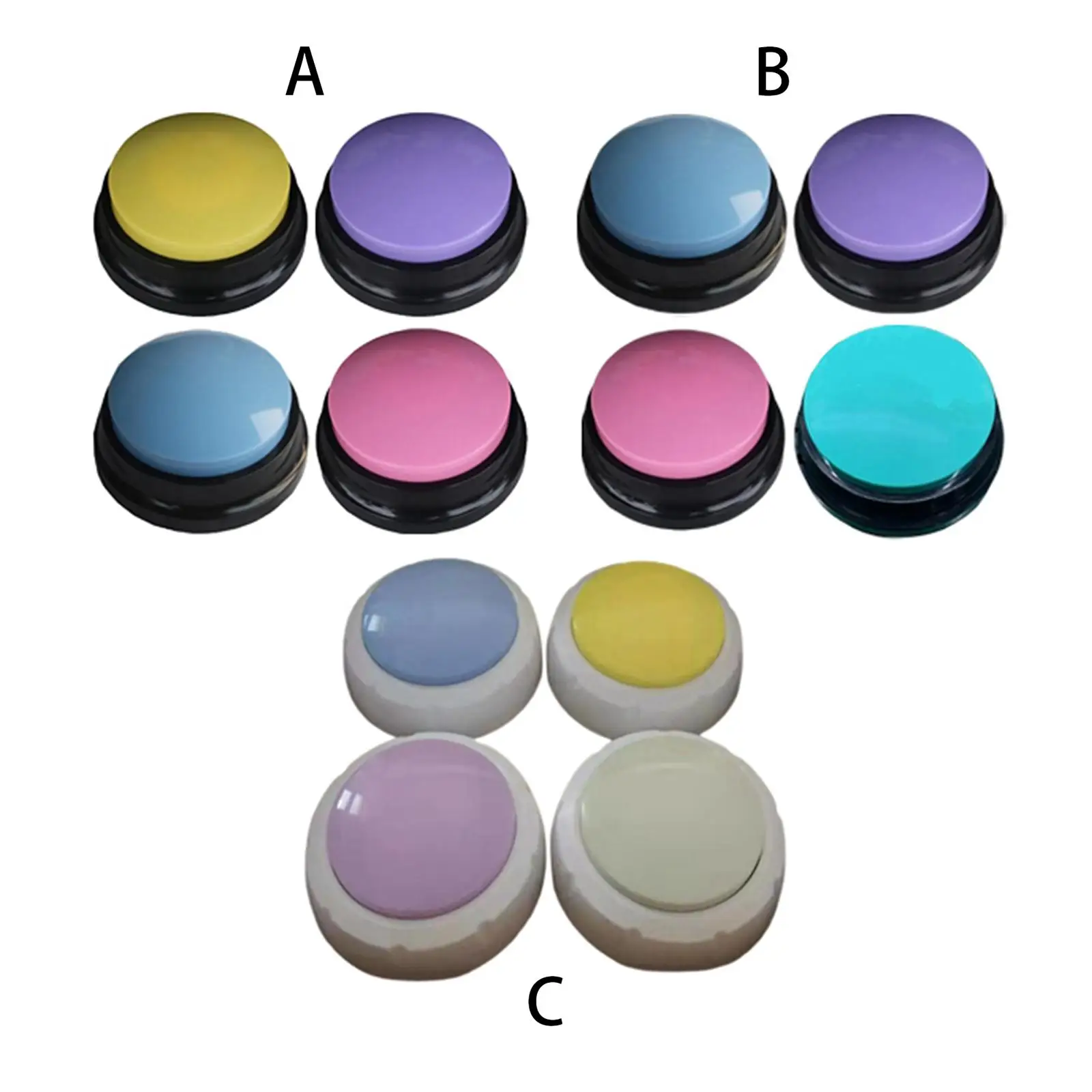 

4 Pieces Recordable Talking Button Noise Makers Stress Relief Voice Recording Button Answer Buzzers for Kids Child Learning