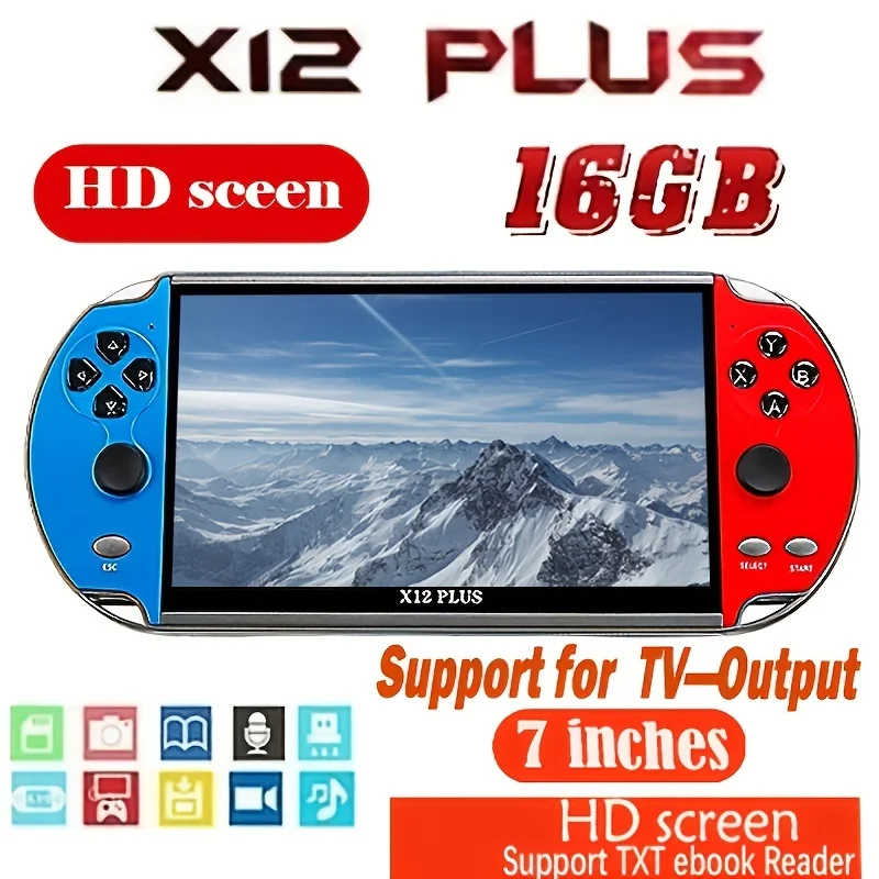 

X12 Plus 7inch Video Game Console Handheld Game Players Double Rocker 16GB Memory MP5 Game Controller retro consolas video