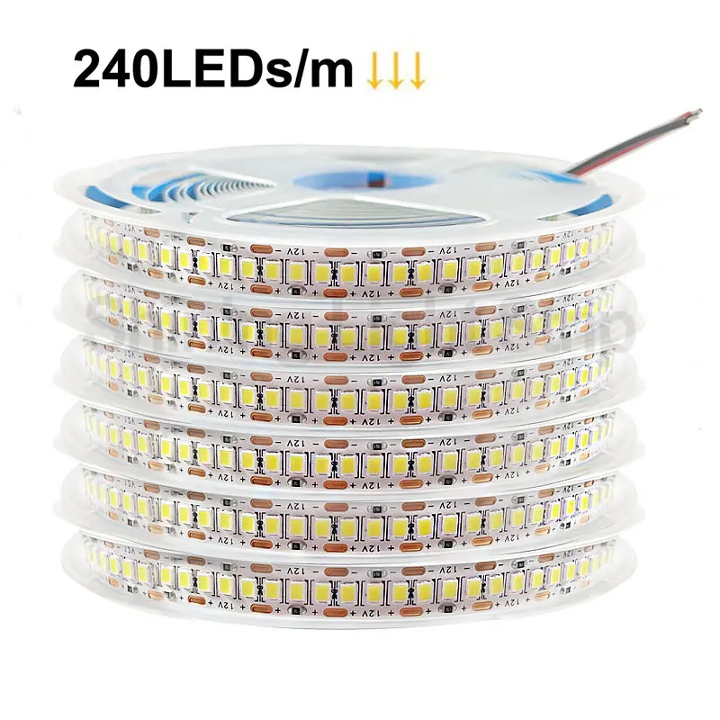 DC5V/12V Led Strip Light 2835 5m White LED Strip Tape 60/120/240leds/m Diode Lamp Light Strips Kitchen Home Decor TV Ledstrip