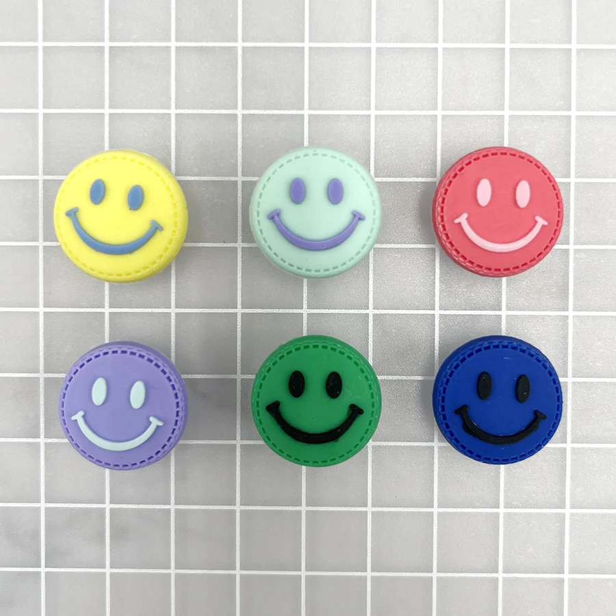 Colorful Button Smiling Face PVC Shoe Charm Sandals Accessories Diy Shoe Buckle Decor Fit Pins Croc Charms JIBZ Kids Party Gift
