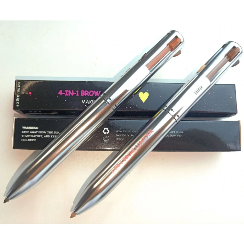 1pc 4 In 1 Eyeliner Eyebrow Enhancers Easy to Wear Eyebrow Contour Pen Defining Highlighting Brow Pen Waterproof Sweatproof