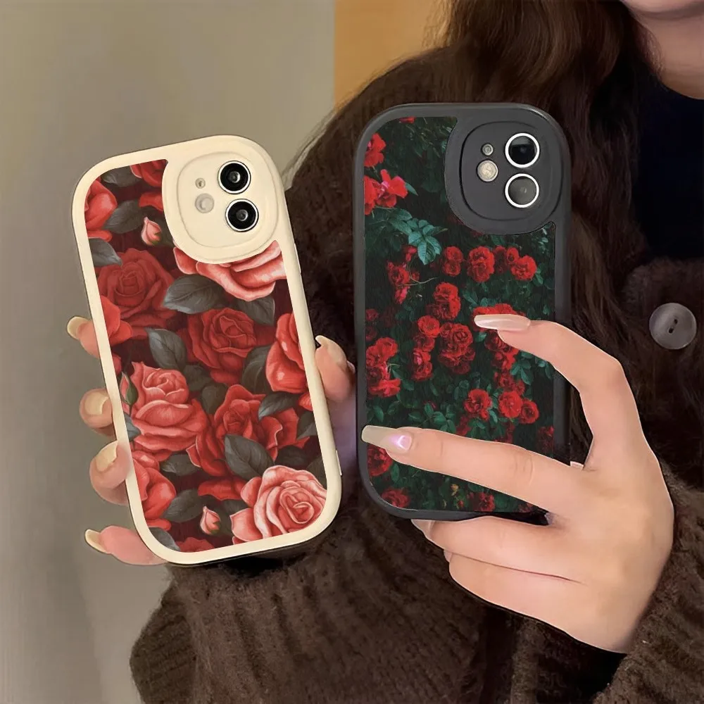 

Red Roses Flower Phone Case Hard Leather For iPhone 14 13 12 Mini 11 14 Pro Max Xs X Xr 7 8 Plus Fundas