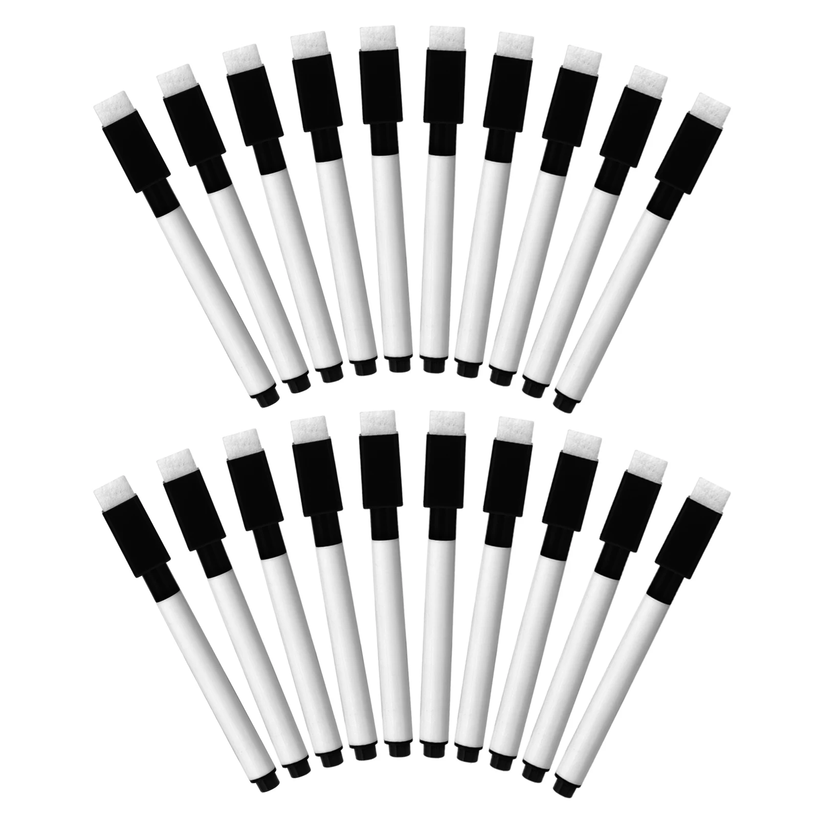 

20pcs With Eraser Dry Wipe School Classroom Stationery Drawing Fine Tip Marker Whiteboard Pen Student Black Magnetic Office Gift