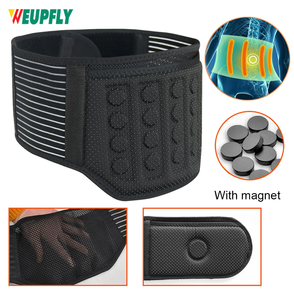 

Поддержка спины с магнитом, турмалиновые магнитные подтяжки для снятия боли в пояснице, самонагревающийся и успокаивающий поддерживающий ...