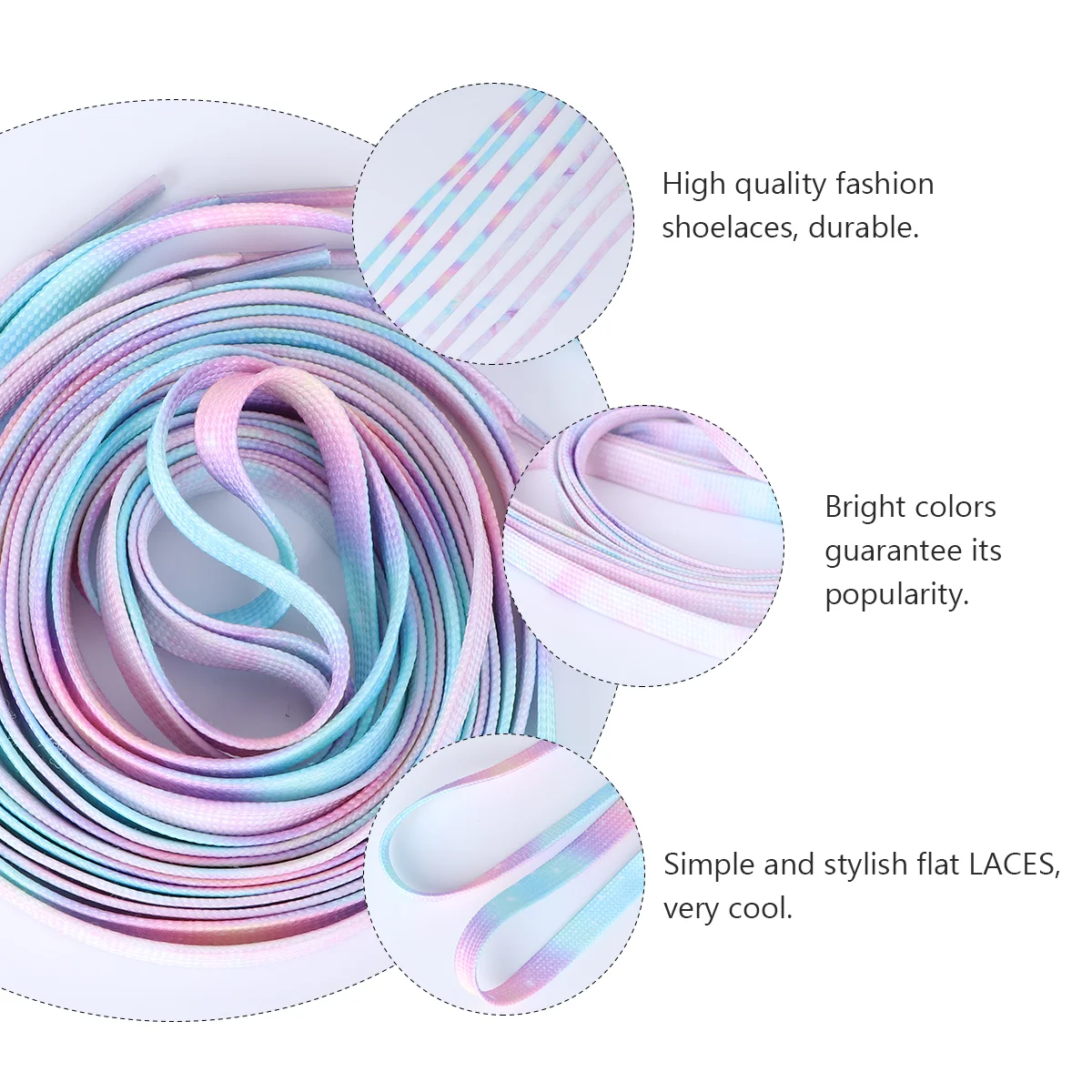 2 Pair Black Shoe Strings Sports Shoelace Boot Laces Casual Shoes Shoelaces Colored Gradient Rainbow Shoestring Flat