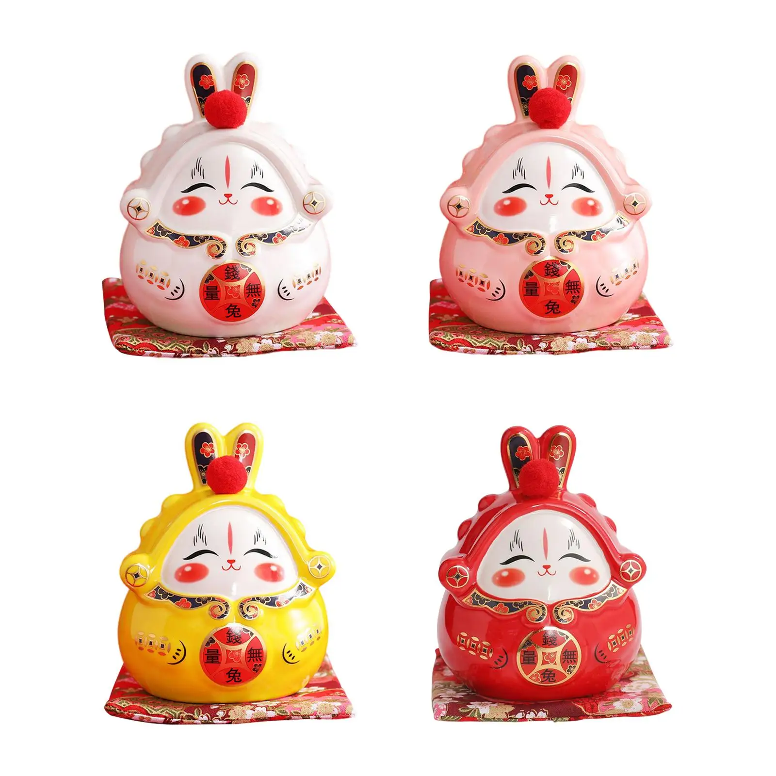 

Китайская статуя кролика, копилка, миниатюрный милый декоративный горшок, керамическая коробка для экономии денег для настольного декора, ...