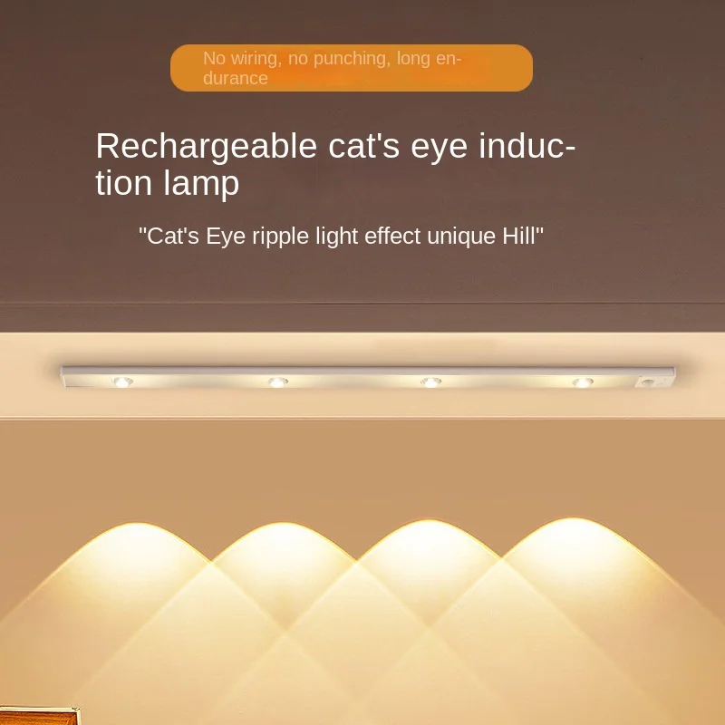 

Intelligent LED Wireless Human Body Induction Charging Ultra-thin cat's Eye Hill Ripple Atmosphere Lamp Wine Cabinet Wardrobe Ca
