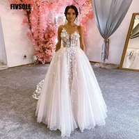fivsole lace appliques boho wedding dressees off the shoulder bride gown sexy illusion party reception dresses robe de mari%c3%a9e