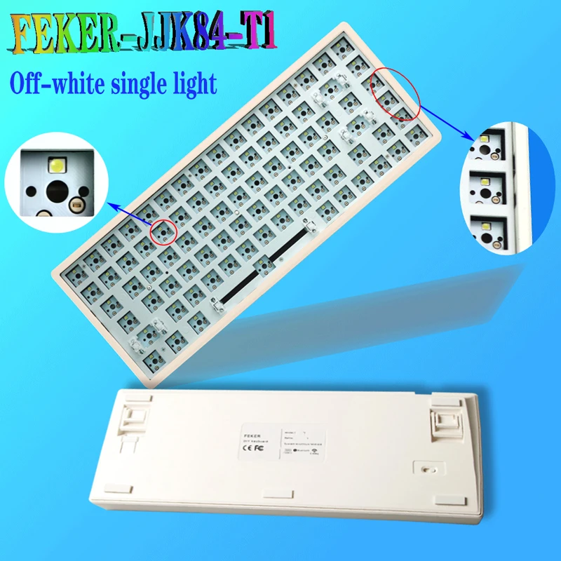 FEKER JJK84 T1 Mechanical Keyboard Kit 3/5Pin Hotswap Type-C Bluetooth 2.4G Model Built-in Battery With Or Without Light |