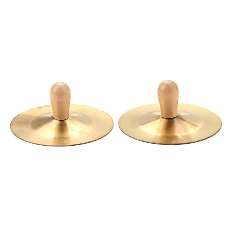 

69HD 1 Pair Kids Finger Cymbal with Knobs 3.5 Inch Hand Cymbal Traditional Percussion-Instruments for Kid Musical Toy