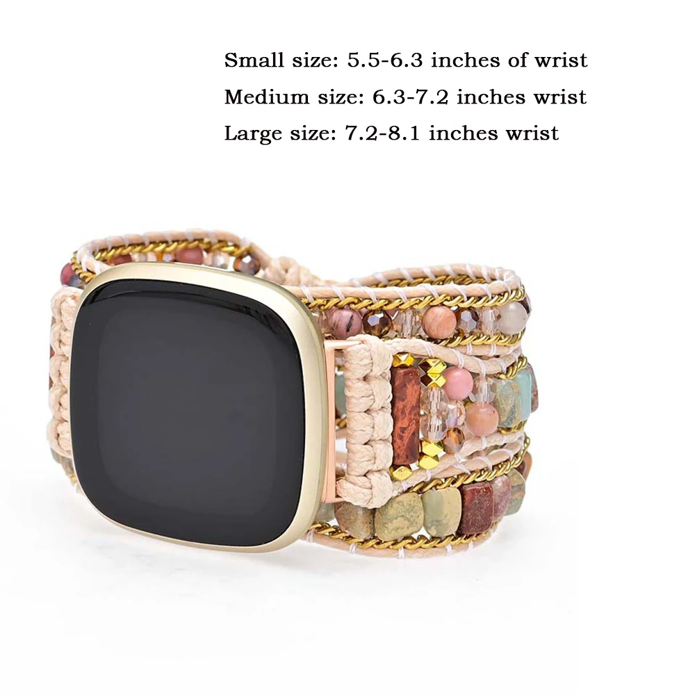 Nature Gemstone Bohemian Strap For Fitbit Versa 1 2 3 Band Bracelet Watchband Wristband  For Fitbit Sense Versa Lite Strap