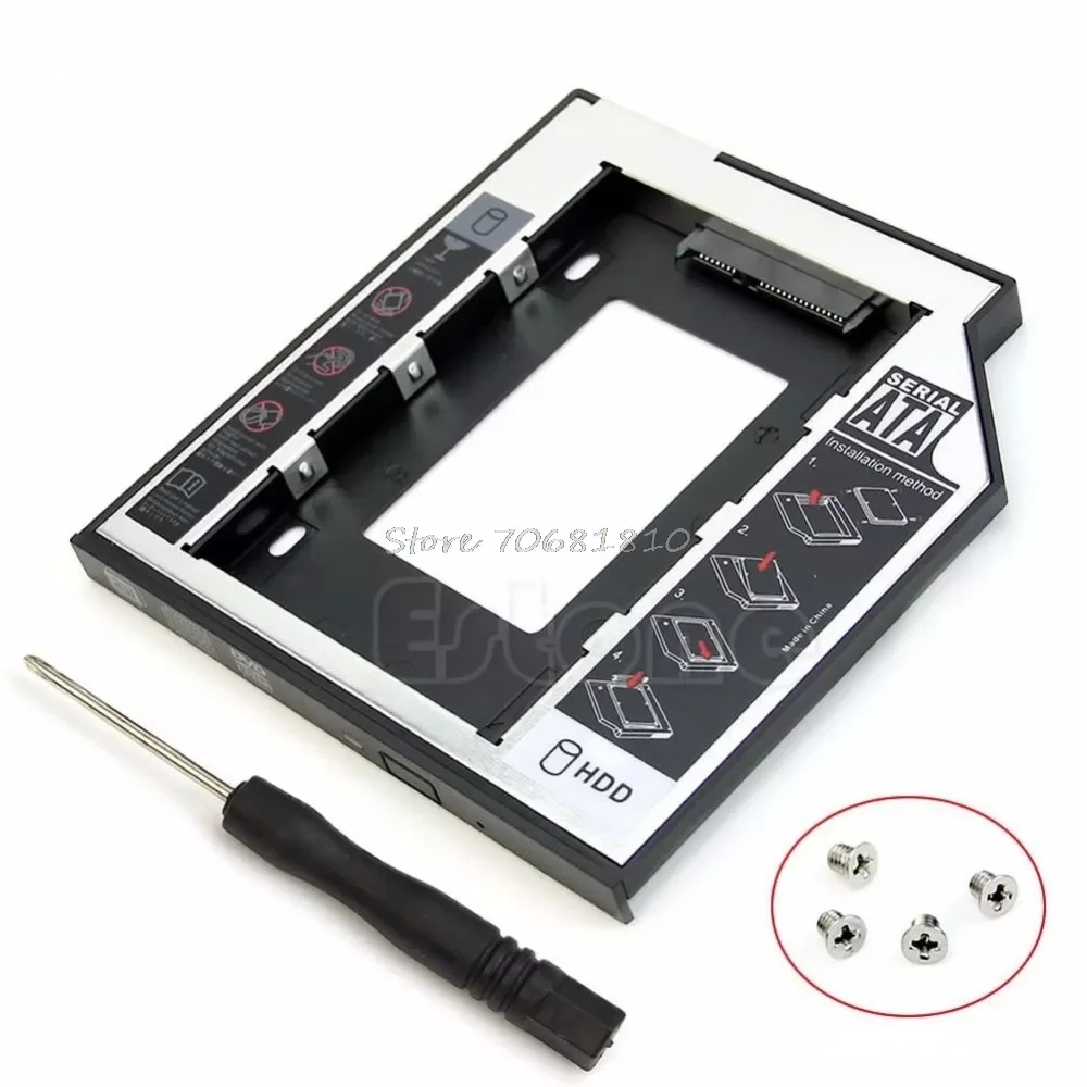 

New Universal 9.5mm SATA 2nd HDD SSD Hard Drive Caddy For CD DVDROM Optical Bay Drop Shipping