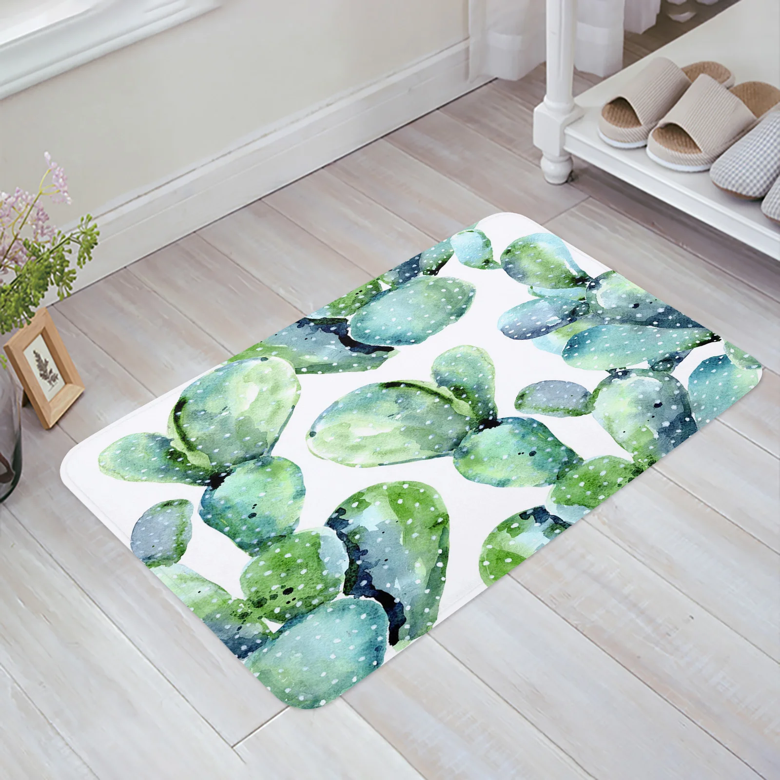 

Cactus Watercolor Painting Entrance Welcome Doormat Bedroom Living Room Household Doormat Carpet Bathroom Non-slip Mat