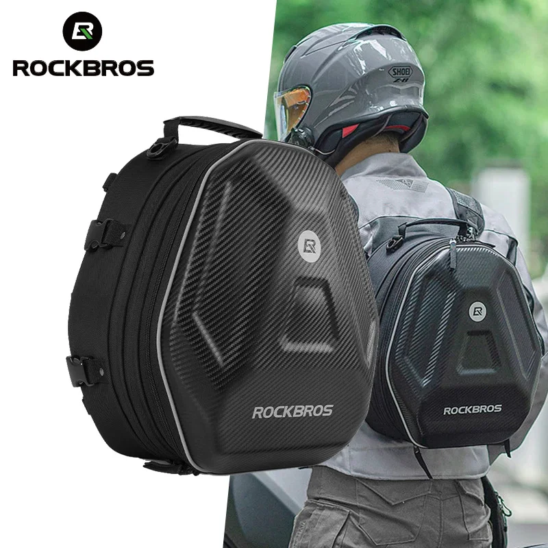 ROCKBROS Waterproof Motorcycle Tail Bag Multifunction Motorcycle Rear Seat Bag Hard Shell Motorcycle Helmet Bag Rider Backpack