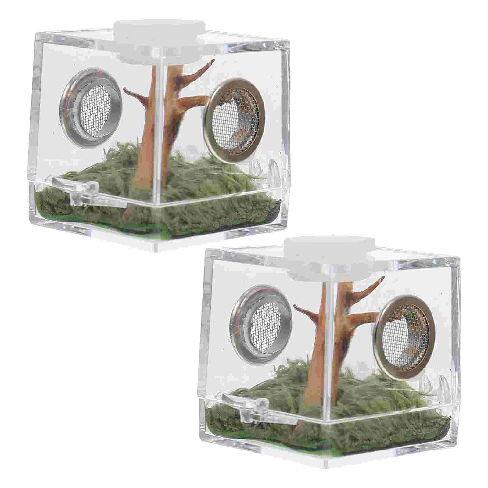 

2 Set Jumping Spider Breeding Box Reptiles Spider Dropper Reptile Clear Tank Box Gecko Spider Feeding Box Acrylic Spider Tong