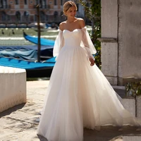 eightre sexy 2022 wedding dresses white puff sleeve bride dress bobo beach a line corset back wedding evening gowns custom size
