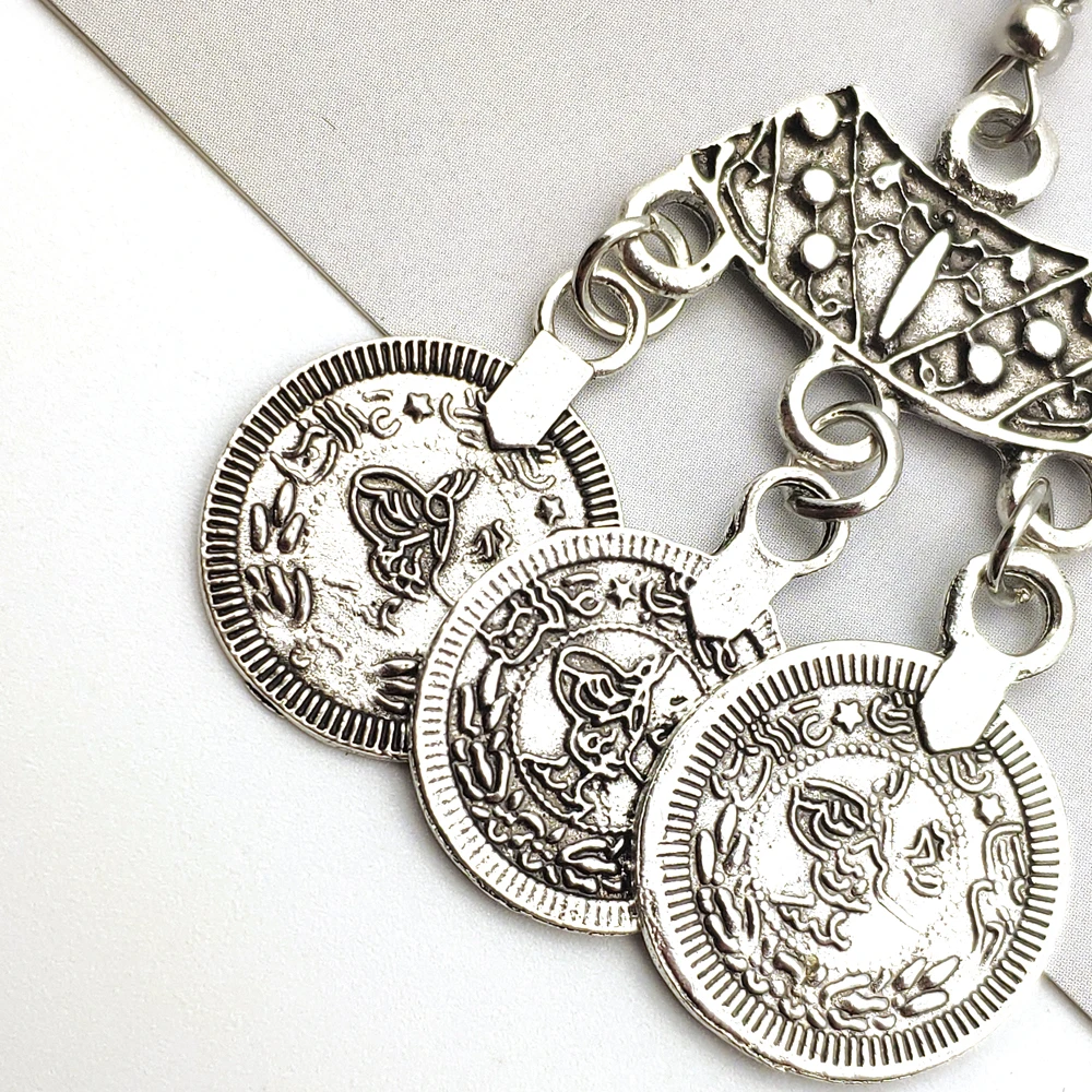 Винтажные серебристые серьги-подвески с вырезами в виде монет