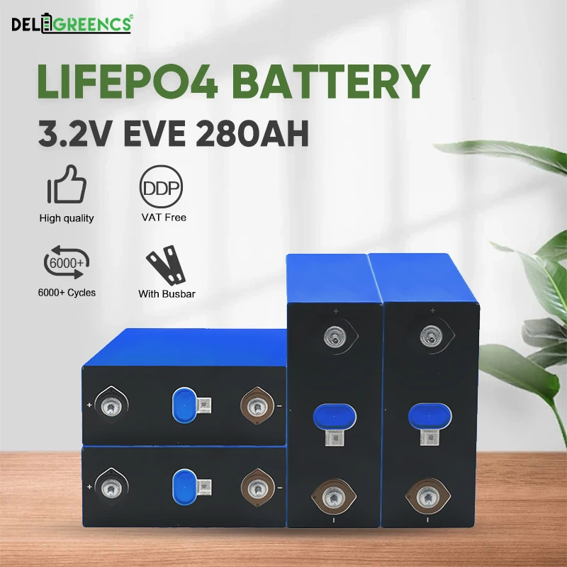 

8PCS EVE 280Ahk Lifepo4 Rechargable Battery 24V Pack 3.2V Brand New Lithium Iron Phosphate 6000 cycles Solar EU US TAX FREE