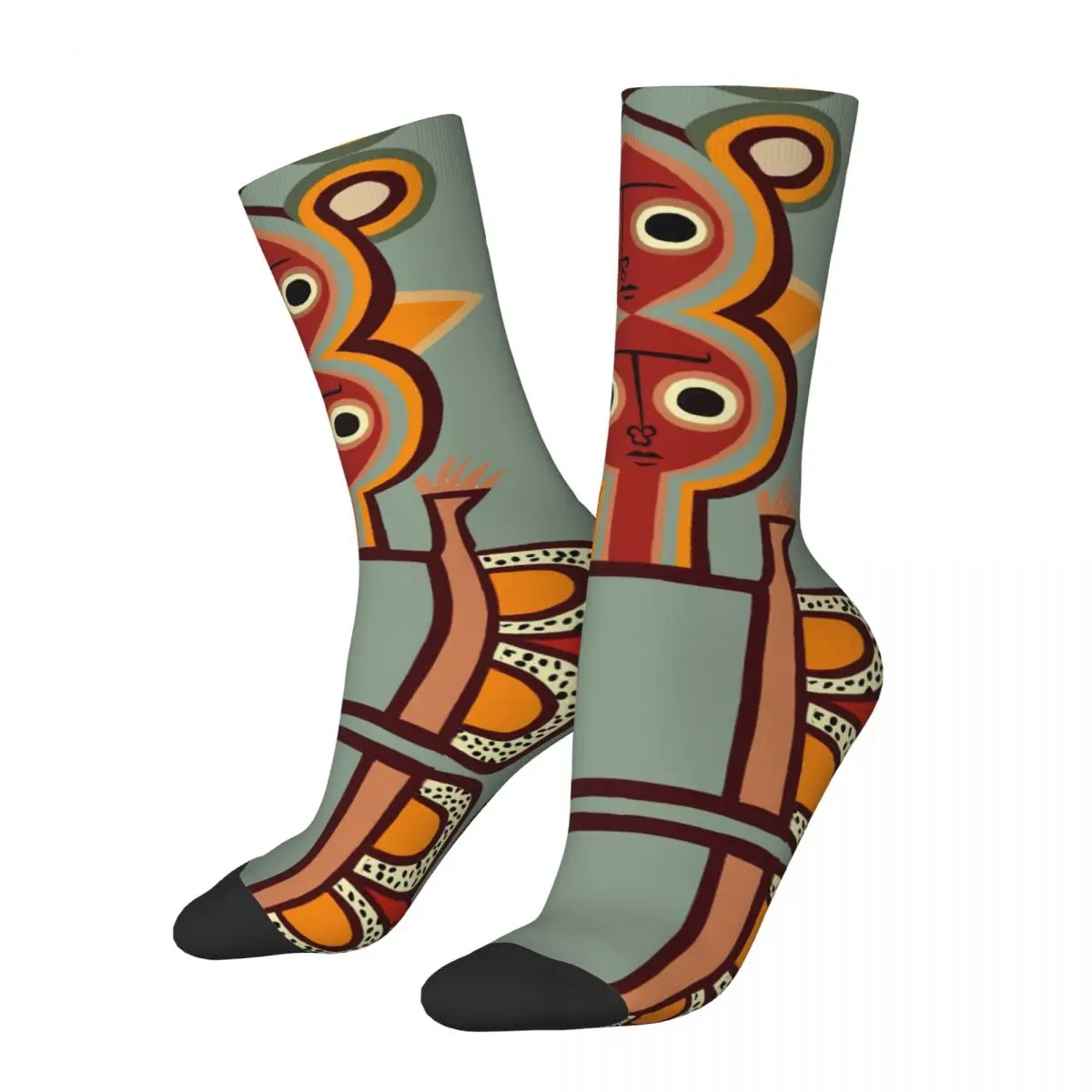 

Hip Hop Retro Two Headed Crazy Men's compression Socks Unisex Ethiopian Cross Art Ethiopia Street Style Seamless Crew Sock