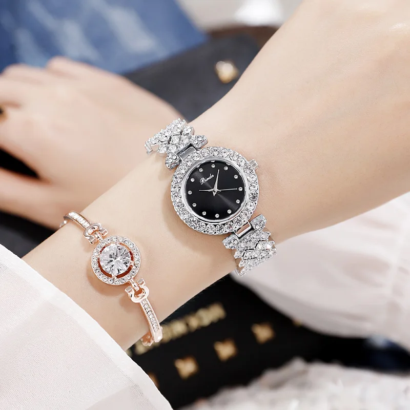 Fashion Ladies Watch with Diamonds Top Luxury Brand Casual Women's Bracelet Crystal Watches Quartz Wristwatches Free Shipping