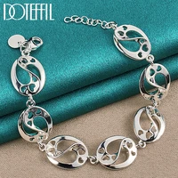 doteffil 925 sterling silver love heart chain bracelet for women fashion wedding engagement party charm jewelry