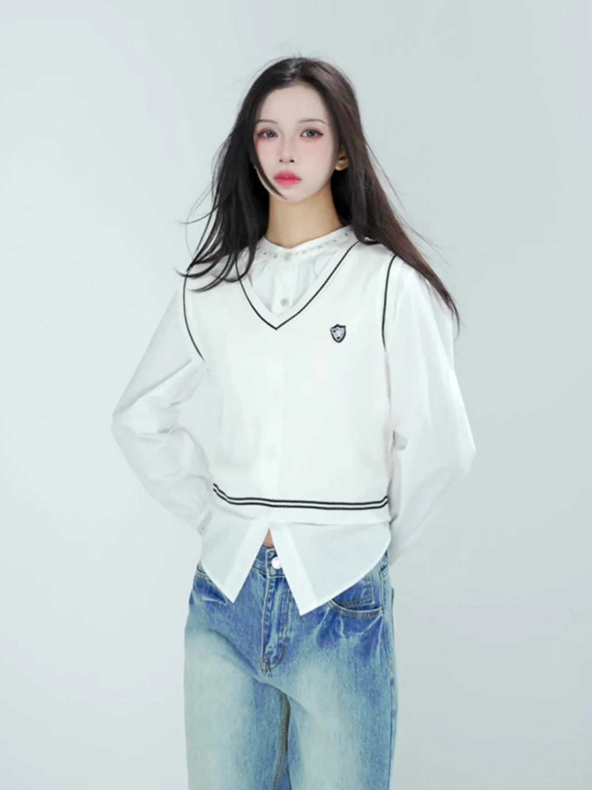 Японская мода Pure Desire for Small People to Wear Тонкий жилет Женский Осень 2024 Новый вязаный