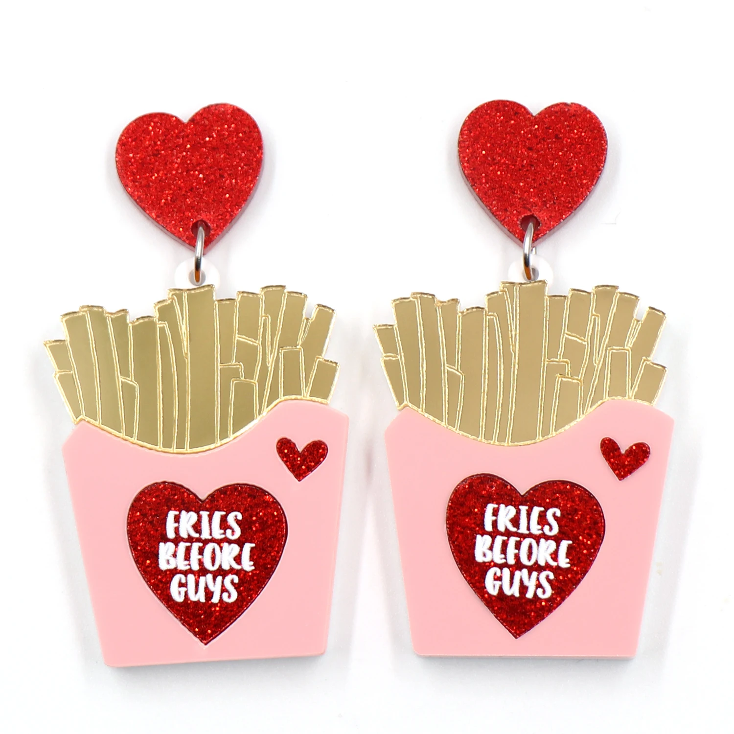 

1pair Top fashion CN Drop fries before guys cute Valentine Gift Acrylic earrings Jewelry for women
