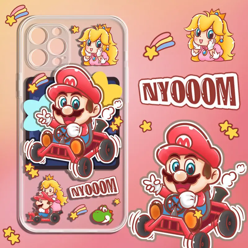 

Super Mario Bros Games Anime Phone Case Suitable for IPhone 7 8plus X XS 11 12 13pro Max Transparent Anti-fall Protective Case