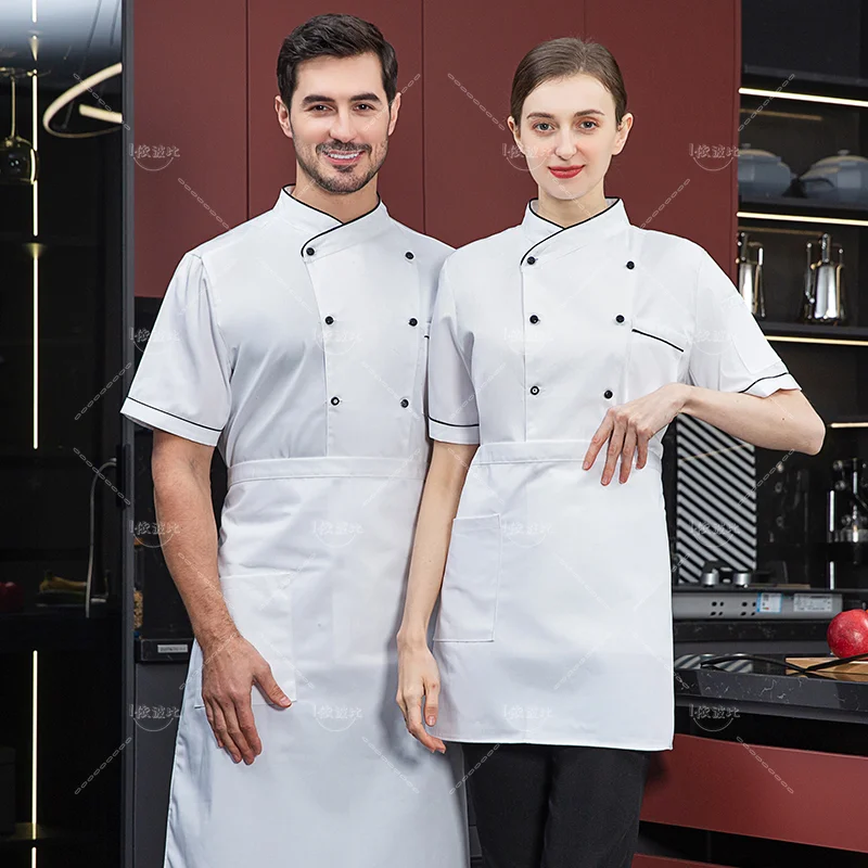 Пальто с коротким рукавом униформа шеф-повара дышащая куртка для кухни ресторана