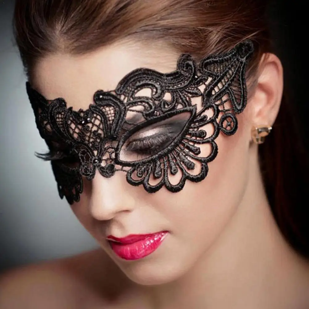 

Черная вечерние няя кружевная маска для женщин, Ажурные кружевные маскарадные повязки на лицо, принцесса, выпускной, косплей, костюм, реквиз...