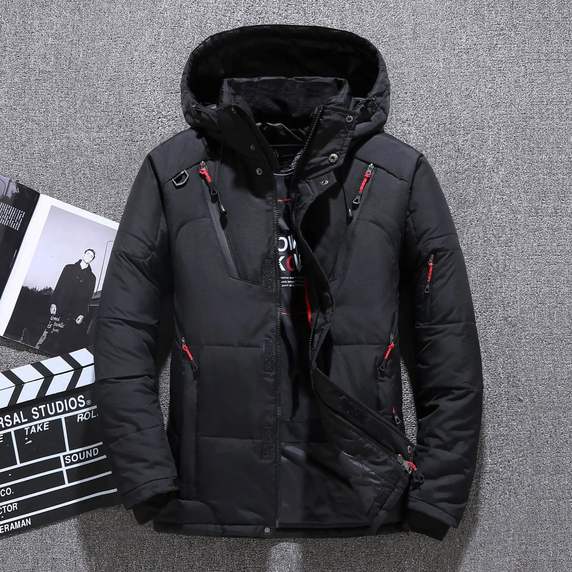 Winter Warm Men Jacket Coat Casual Autumn Stand Collar Puffer Thick Hat White Duck Parka Male Men's Winter Down Jacket With Hood