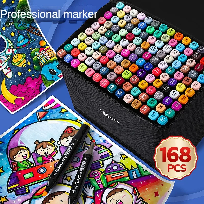 

24-168 Colors Double Headed Art Marker Pen Manga Sketch Tip Alcohol Based Pen For School Markers Art Supplies Drawing Set