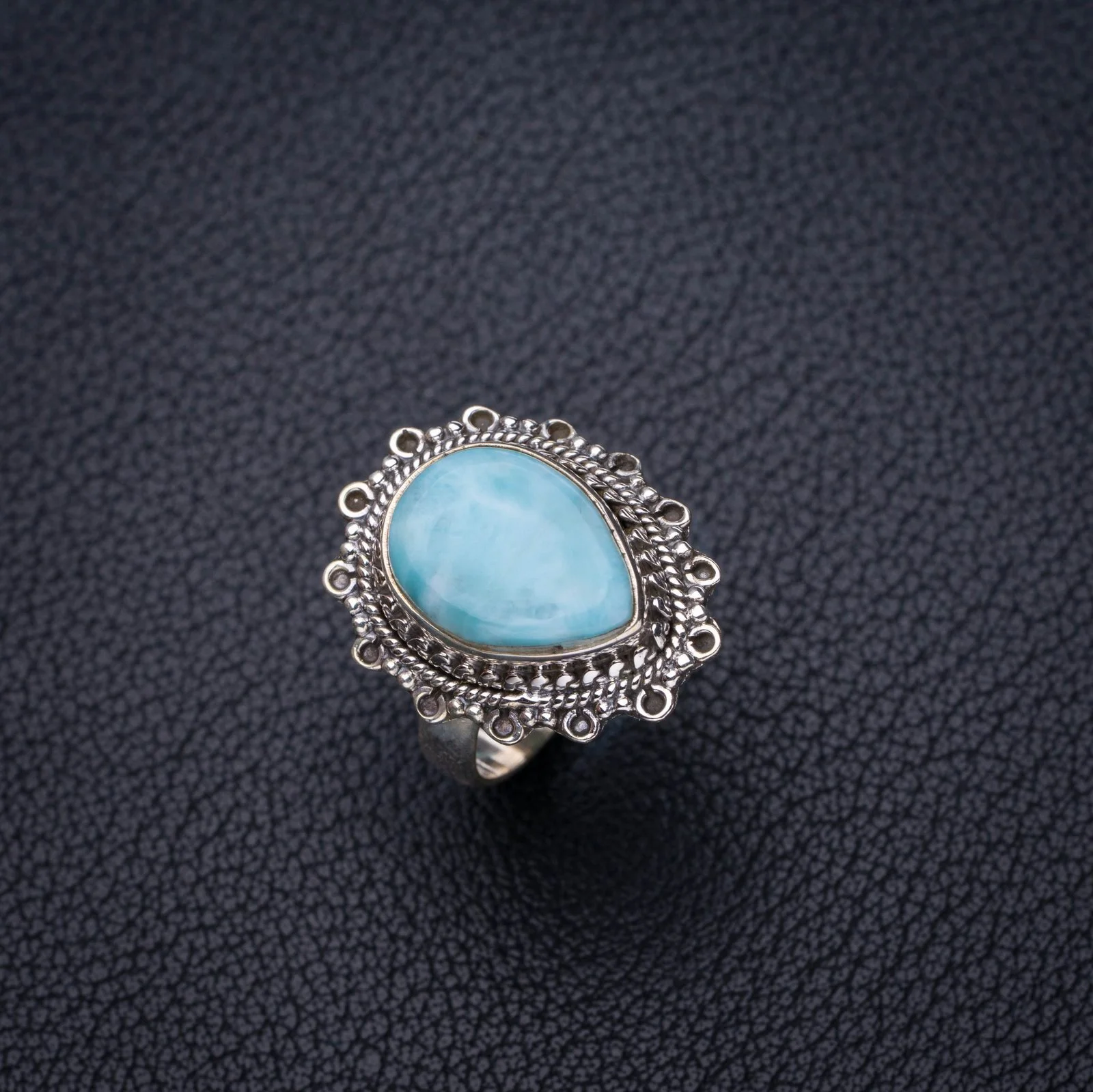 

StarGems Natural Caribbean Larimar Handmade 925 Sterling Silver Ring 6 E7536
