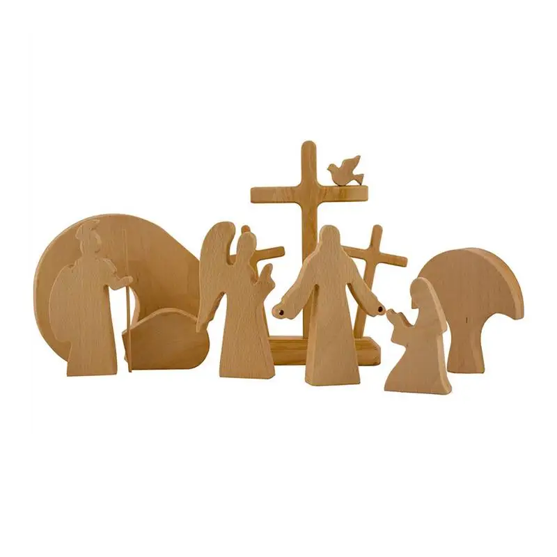 

NEW Easter Scene Wooden Decorations Resurrection Scene Ornaments Manger Creche Nativity Set Crafts Resurrection Home Decor