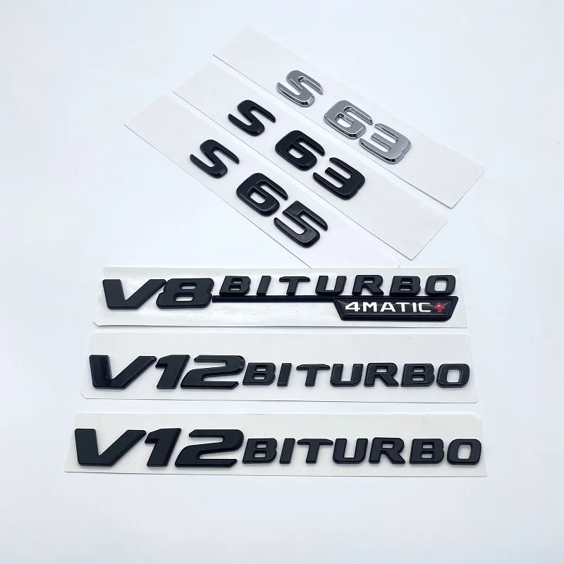 

3D Letters S63 S65 AMG V12 Biturbo V8Biturbo 4matic+ ABS Emblem for Mercedes Benz W222 W223 Car Fender Trunk Logo Sticker