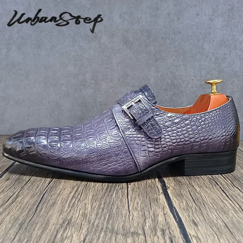 РОСКОШНЫЕ МУЖСКИЕ КОФЕРЫ ВЗУТТЯ СЕРЫЙ ЧЕРНЫЙ КРОКОДИЛЬНЫЙ ПРИНТ ПЛАТЬЯ