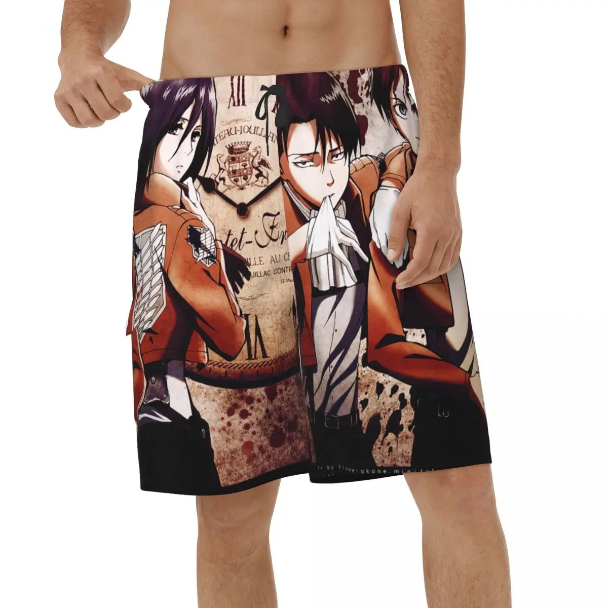 

Мужские пляжные шорты Levi Eren с 3D принтом, Модные дышащие короткие штаны, одежда для плавания «атака на Титанов»