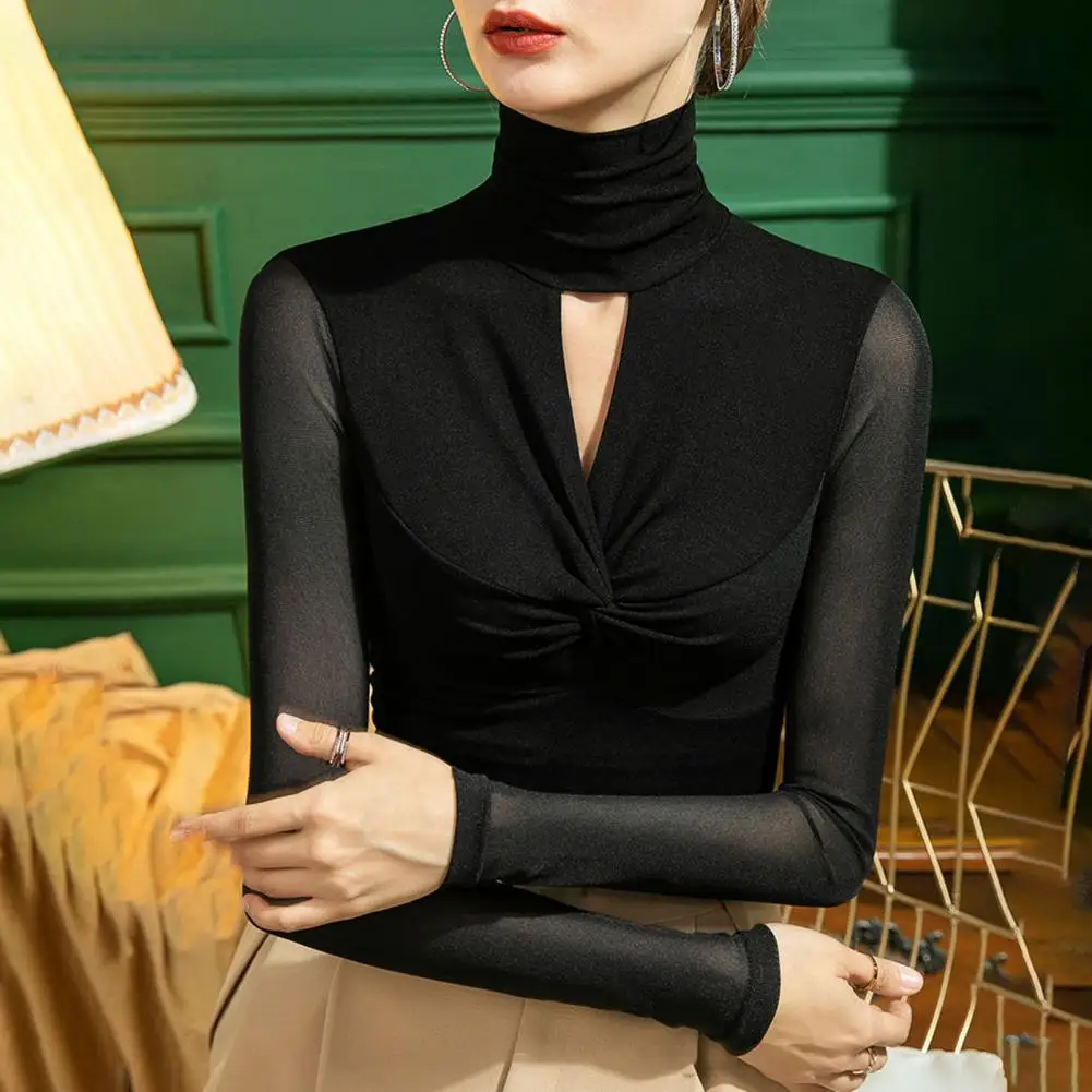 

Bottoming Blouse Popular Female Autumn Stretchy Dance Bottoming Top Skin-Touch Autumn Blouse
