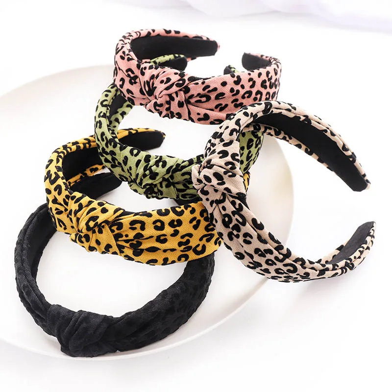 

1Pcs Fashion Hair Accessories Leopard Print Women Headband Cloth for Wash Face Hair Hoop Knot Hair Band Retro Style