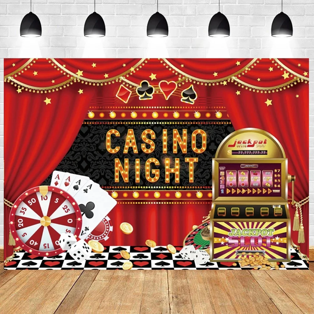 

Золотой блестящий фон на тему казино, ночной покер, Лас-Вегас, игровая карта, рулетка, красный занавес, баннер для дня рождения, реквизит для фотостудии
