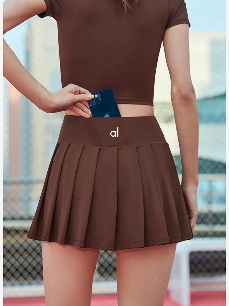 NWT Al Yoga Skirt Fake Two-Piece Loose Sports Gym Shorts Women Stretch Low Waist Dance Skirt Quick Dry Outdoor Tennis Skirt