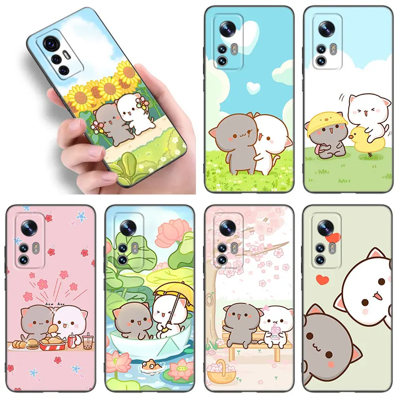 Чехол для телефона Peach And Goma Cat Xiaomi 10T 11 Lite 11T 12S 12X 13T 14 Pro A1 A2 POCO M3 M4 M6 X3 NFC X5 F3 F5