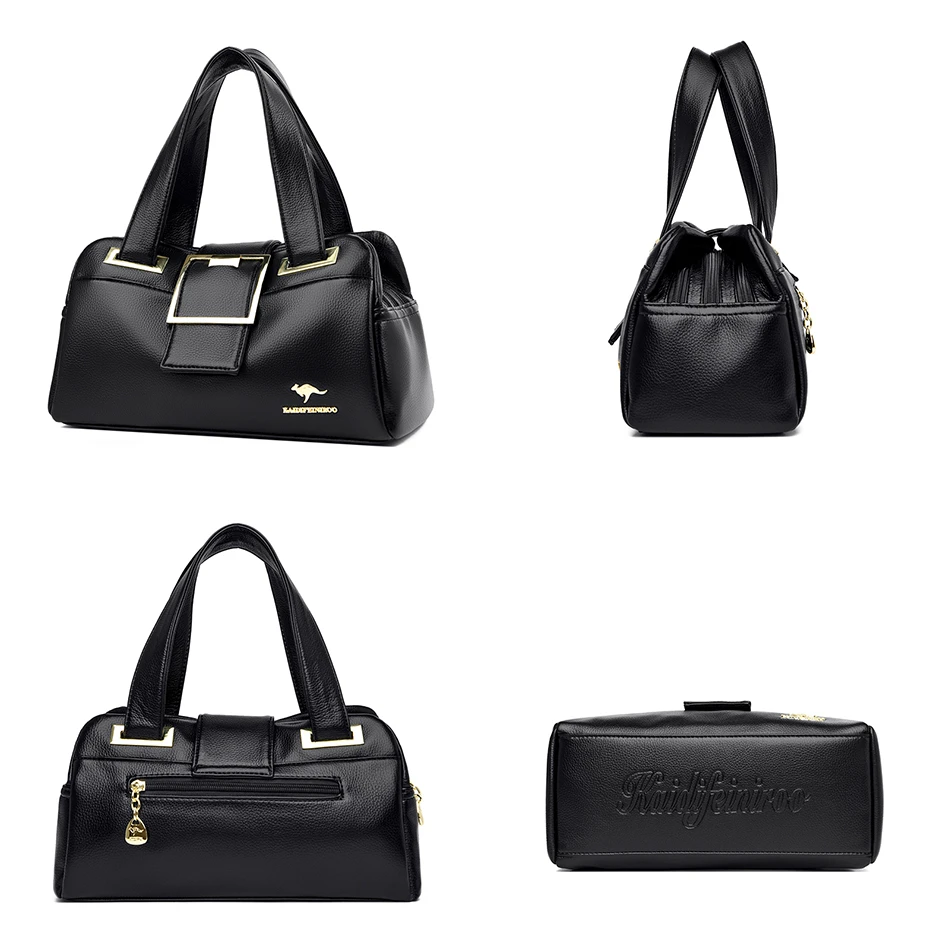 Женская многослойная сумка в форме Бостона с верхней ручкой качественная кожа и