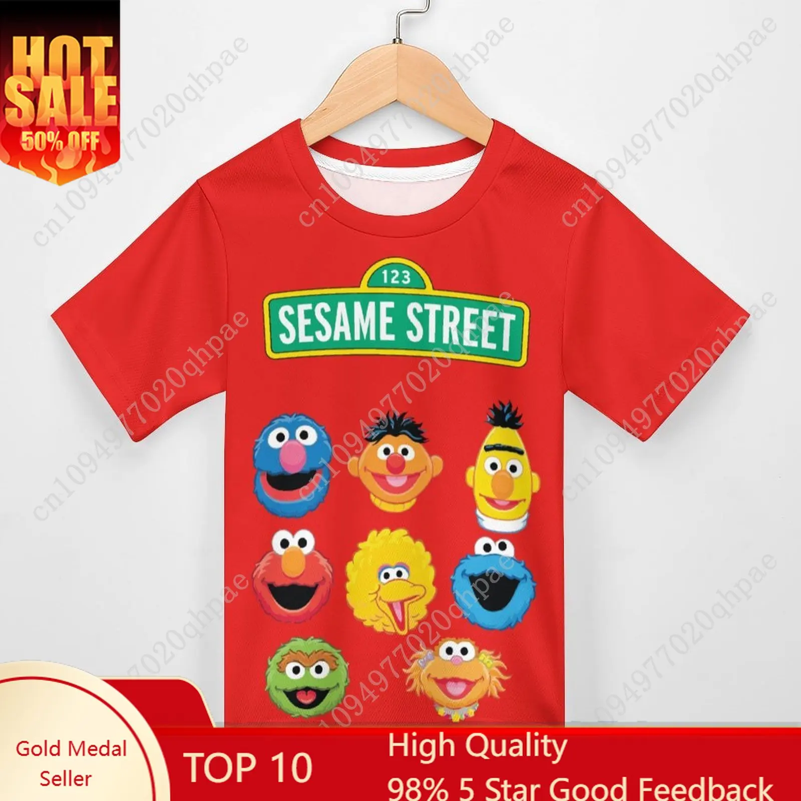Фото Футболка S-Sesames S-Streets для мальчиков и девочек, детская хлопковая футболка с короткими рукавами, легкая дышащая футболка, летние топы на заказ №1