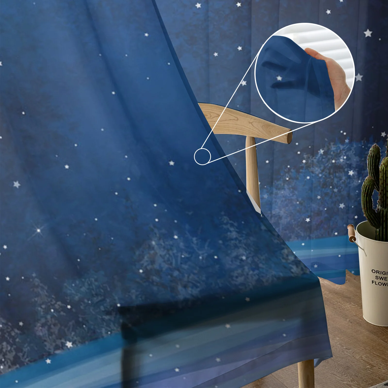 Звездное небо луна звезды красивые деревья тюлевые шторы для украшения гостиной